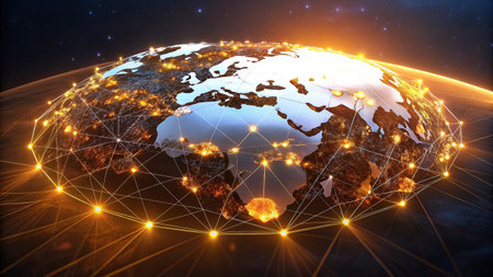 Global network connections over the world 3D rendering elements of this image furnished by NASA