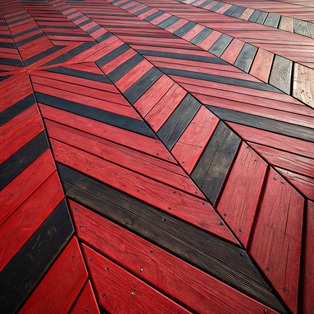wooden floor with red and black stripes in the form of a background