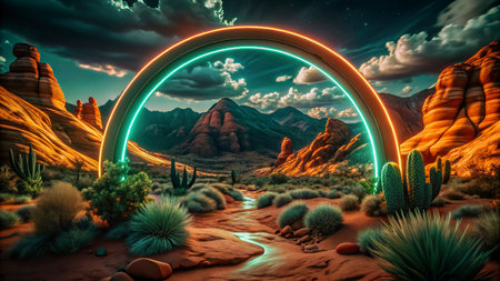 Alien Planet - 3D Rendered Computer Artwork. Rocks and desert.の写真素材