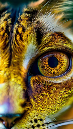 Closeup of a cat's eye. Macro shot of a cat's eye.の写真素材