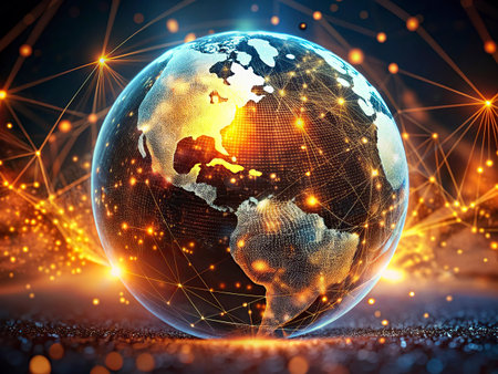 Global network connection and technology concept. 3d rendering toned image