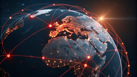 Global network connections over the world 3D rendering elements of this image furnished by NASA