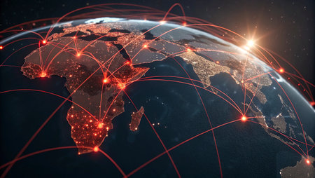 Global network connection over the world. Elements of this image furnished by NASA
