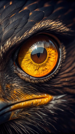 Close-up of golden eagle's eye. Bird of prey.