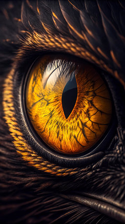Eye of a bird close-up. Macro. 3D rendering