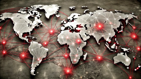 Global network connection concept on world map. 3D illustration. Elements of this image furnished by...