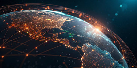 Global network connection over the world 3D rendering elements of this image furnished by NASA