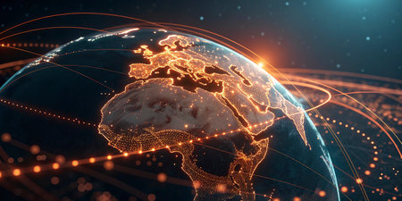 Global network connection over the world 3D rendering elements of this image furnished by NASA