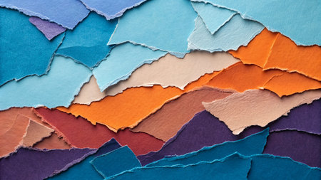 Colorful pieces of torn paper as background, closeup. Space for text