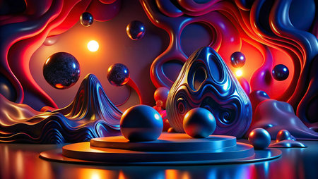Abstract background for product presentation, 3d render, black and red
