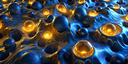 Abstract 3d rendering of chaotic organic shapes. Futuristic background.