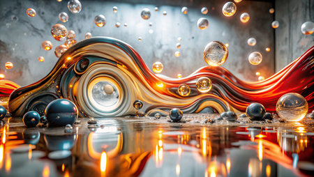 Beautiful abstract background with bokeh lights and glass balls.