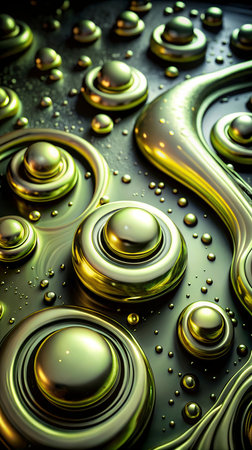 Abstract background with gold and black drops. 3d rendering, 3d illustration.
