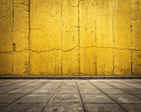 grunge concrete wall and tiled floor, grungy backgroundの写真素材