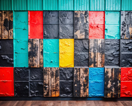 Colorful wall background. Colorful wall texture. Colorful wall backgroundの写真素材