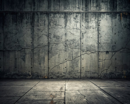 old grunge room with concrete wall and floor, grungy backgroundの写真素材