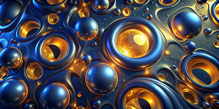 3D Illustration of a drop of oil on a dark backgroundの写真素材