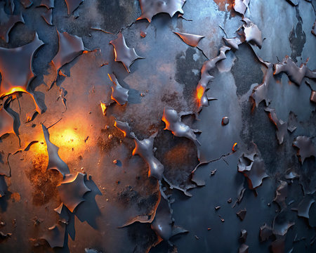 Burning metal surface. Abstract background. 3d render illustration.の写真素材