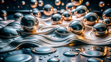 Abstract background with metal spheres.の写真素材