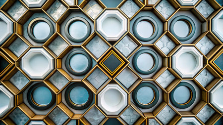 Seamless pattern of geometric shapes in the form of hexagonsの写真素材