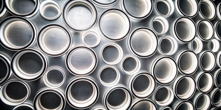 abstract background of stainless steel pipes in a factory, industrial backgroundの写真素材