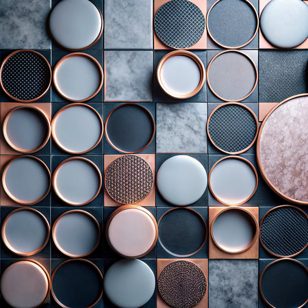 3d render. Abstract geometric background with round shapes in dark colors,3d rendering of abstract...