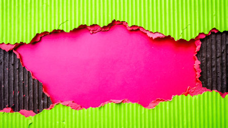 Torn paper with space for your message on the green background.の写真素材