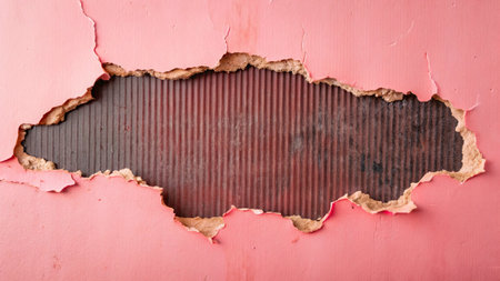 ripped paper on wood background with space for your text or imageの写真素材