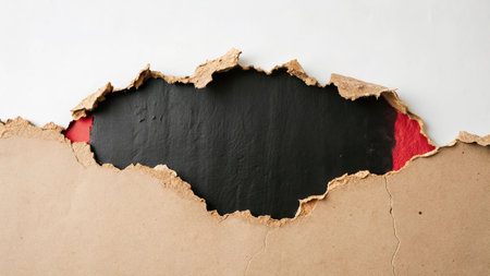 Ripped paper with space for your message on blackboard background.の写真素材