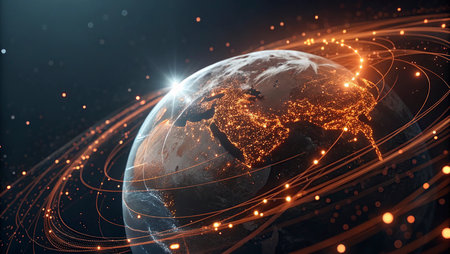 Global network connection over the world 3D rendering elements of this image furnished by NASA