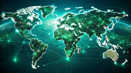 Global network connection covering the globe. Concept of international communication and technology....