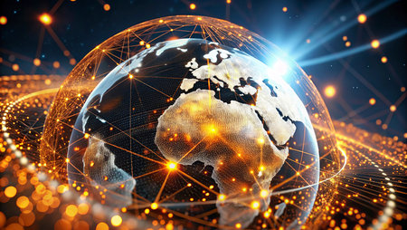 Global network connection over the world 3D rendering elements of this image furnished by NASA