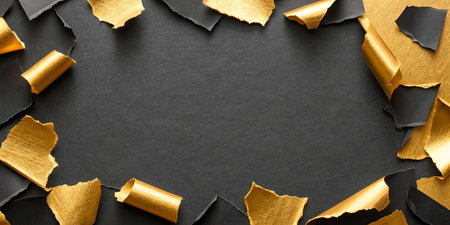 Torn paper with space for your message on black background, top viewの写真素材