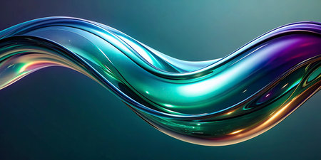 3d rendering, abstract background with smooth lines, waves and lighting effectsの写真素材