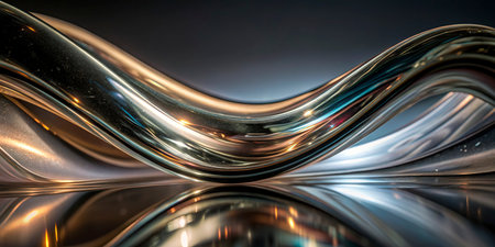 3d render, abstract metallic background, computer generated images, shiny wavesの写真素材