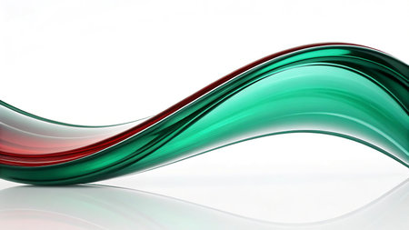 abstract red and green waves on white background, digitally generated imageの写真素材