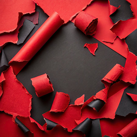 Torn paper with space for your text on black background, top viewの写真素材