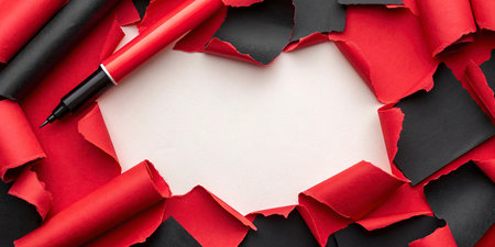 Red torn paper with space for your text on a white background.