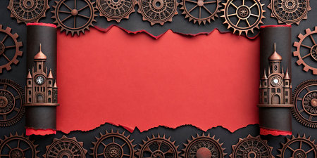 Torn paper with steampunk background with copy space for your message