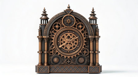 Antique clock isolated on a white background. 3d render.