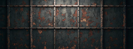 Rusty metal background with rivets. 3d render illustration.