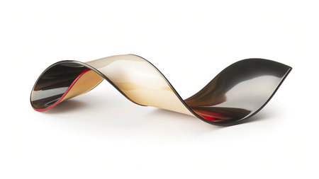 Curved black and white ribbon on white background, clipping path included
