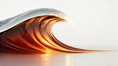 abstract wave on a white background, computer generated images, 3d renderの写真素材