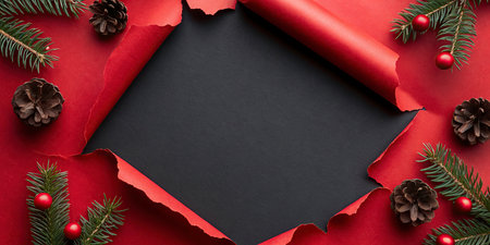 Christmas background with copy space for your text. Top view, flat lay.の写真素材