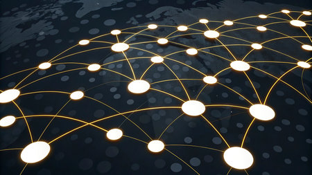 Global network connection on world map. 3D rendering. Network concept.