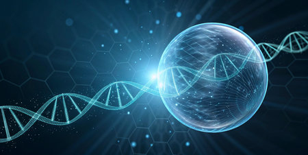 Digital illustration DNA structure against blue background 3D rendering elements of this image furnished by NASAの写真素材