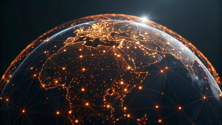 Global network connection and data exchanges over the world. 3D renderingの写真素材