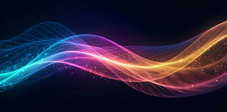 abstract glowing particles wave. Futuristic technology style. Elegant background for business...