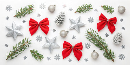 Christmas composition. Christmas, winter, new year concept. Flat lay, top view, copy space