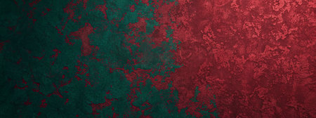 Grunge textured red and green background with scratches and cracks